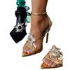 2026 New Solid Color Fashionable Pointed High-heeled Sandals with Exposed Toes