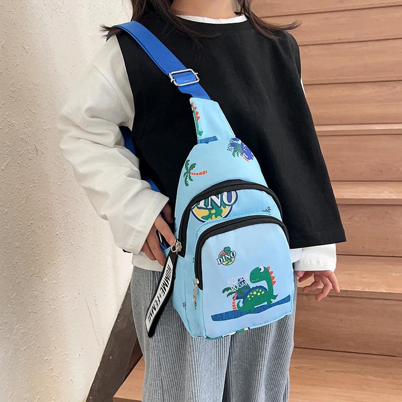 Autumn and Winter New Children's Bags Cute Dinosaur Printed Baby Shoulder Boys Canvas Satchel Children's Breast Bag
