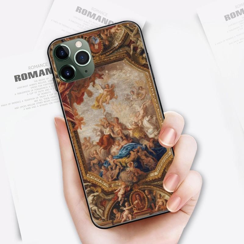 Fajne renesansowe etui na telefon do iPhone'a 14 13 12 11 XS X 8 7 6 Plus Mini Pro Max SE 2022 Miękka czarna obudowa telefonu