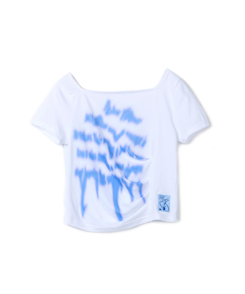 Pabeleupinggeo Wave Print Shirring T-Shirt (Ivory)