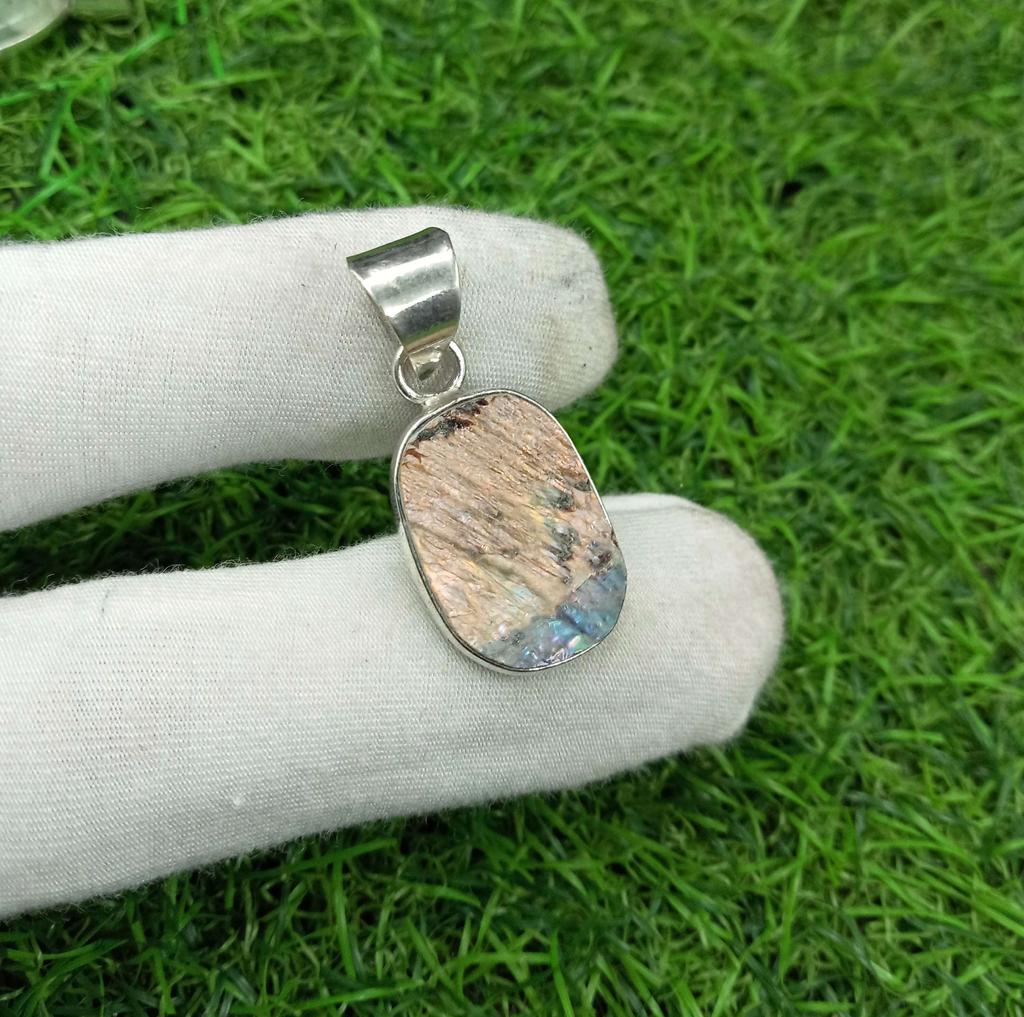 Abalone Shell Gemstone 925 Sterling Silver Plated Bezel Pendant DEP-589