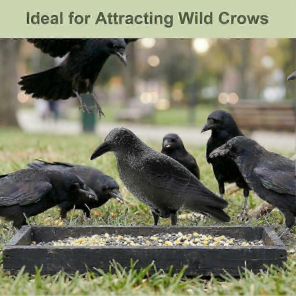 2PCS Crow Decoy, Fake Crow To Keep Birds Away From House, Patio, Porch, Balcony, Roof, Pool, Graden Decoration