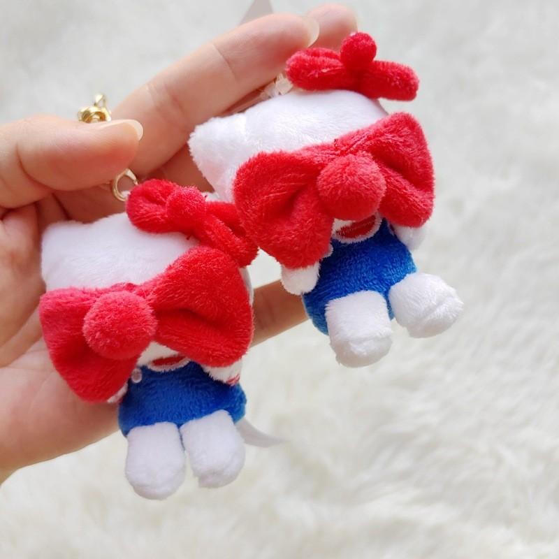 Uroczy brelok pluszowy kokardka zakrywa twarz wisiorek do plecaka dla dziewczynki prezent