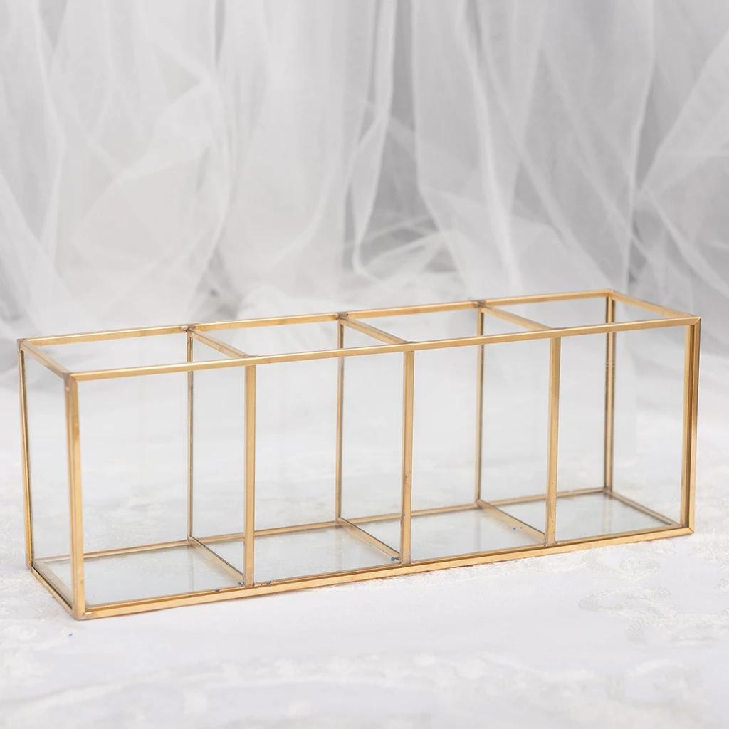 Clear Glass Makeup Brush Holder Cosmetic Storage Case Lipstick Holder Desk Organizer Cosmetic Make Up Organizer Makeup Tools