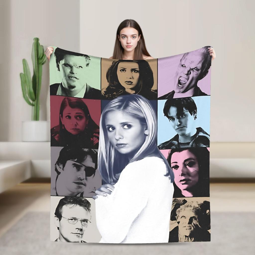 Buffy The Vampire Slayer Blanket Flannel Horror Movie Lightweight Thin Throw Blanket For Airplane Travel Bedroom Quilt