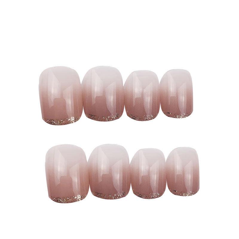 Französische Ombre Nude Rosa Wasserdichte Falsche Nägel - Abnehmbare & Tragbare Nagel-Pflaster