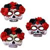 Masquerades Mask Mexicans Day of The Deads Sugar Skull Mask with Rose Decorations Fancy Dress Rose Suger Skeleton Mask
