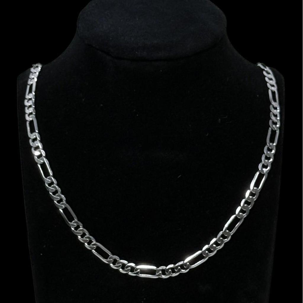 Men's 5mm Thickened S925 Sterling Silver Figaro Chain Necklace - Hip Hop Style Cuban Sweater Chain Accessory