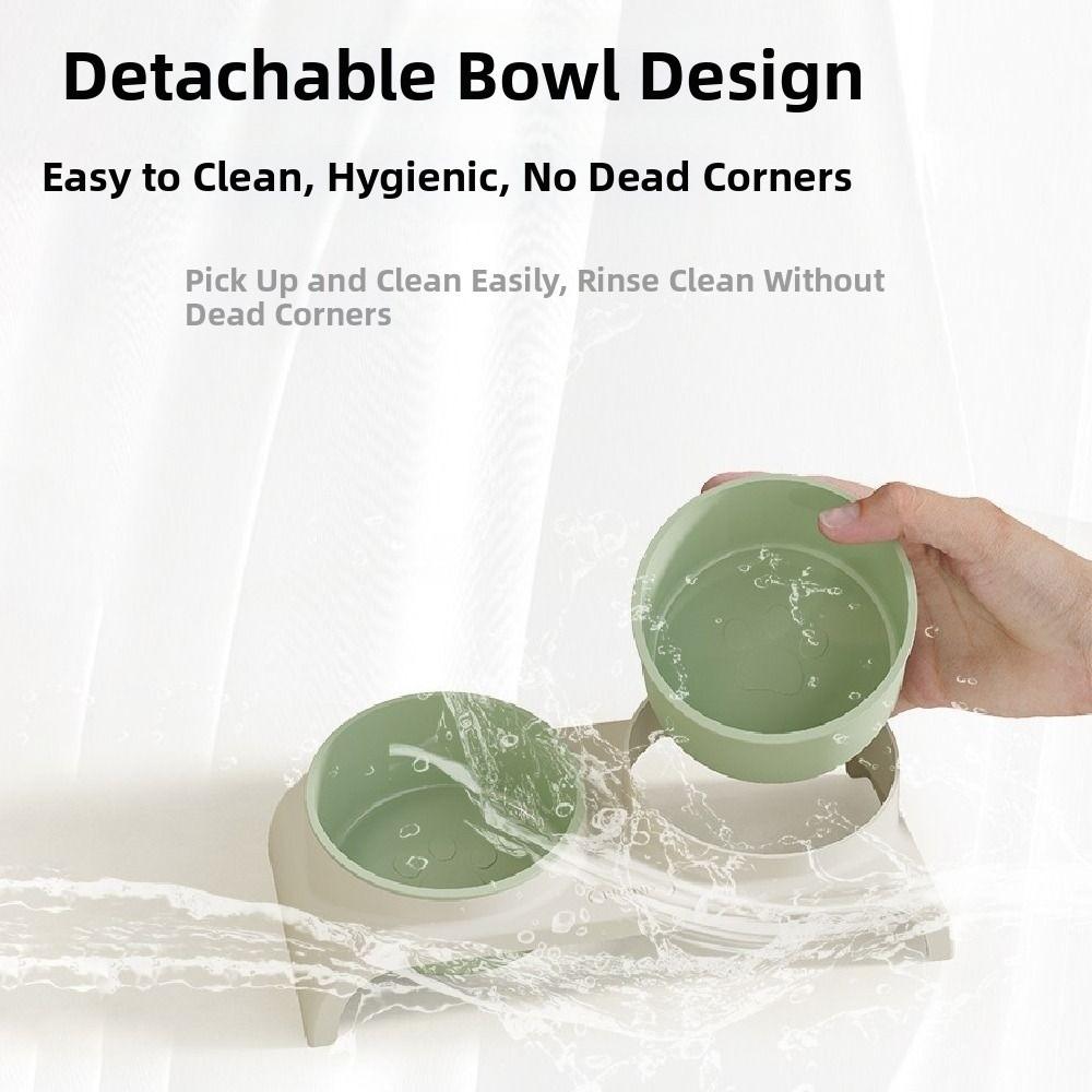 Double Bowls Elevated Pet Feeder Bowl 15 ° Slant Cat Dog Dual-use Bowl  Dog Accessories