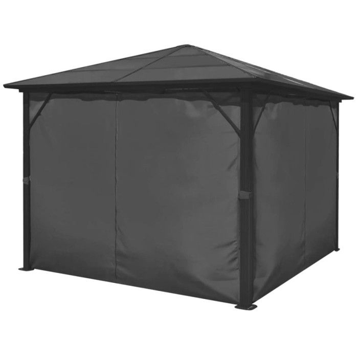 Belvédère - vidaXL - 300 x 300 cm - Aluminium - Rideaux inclus - Protection UV