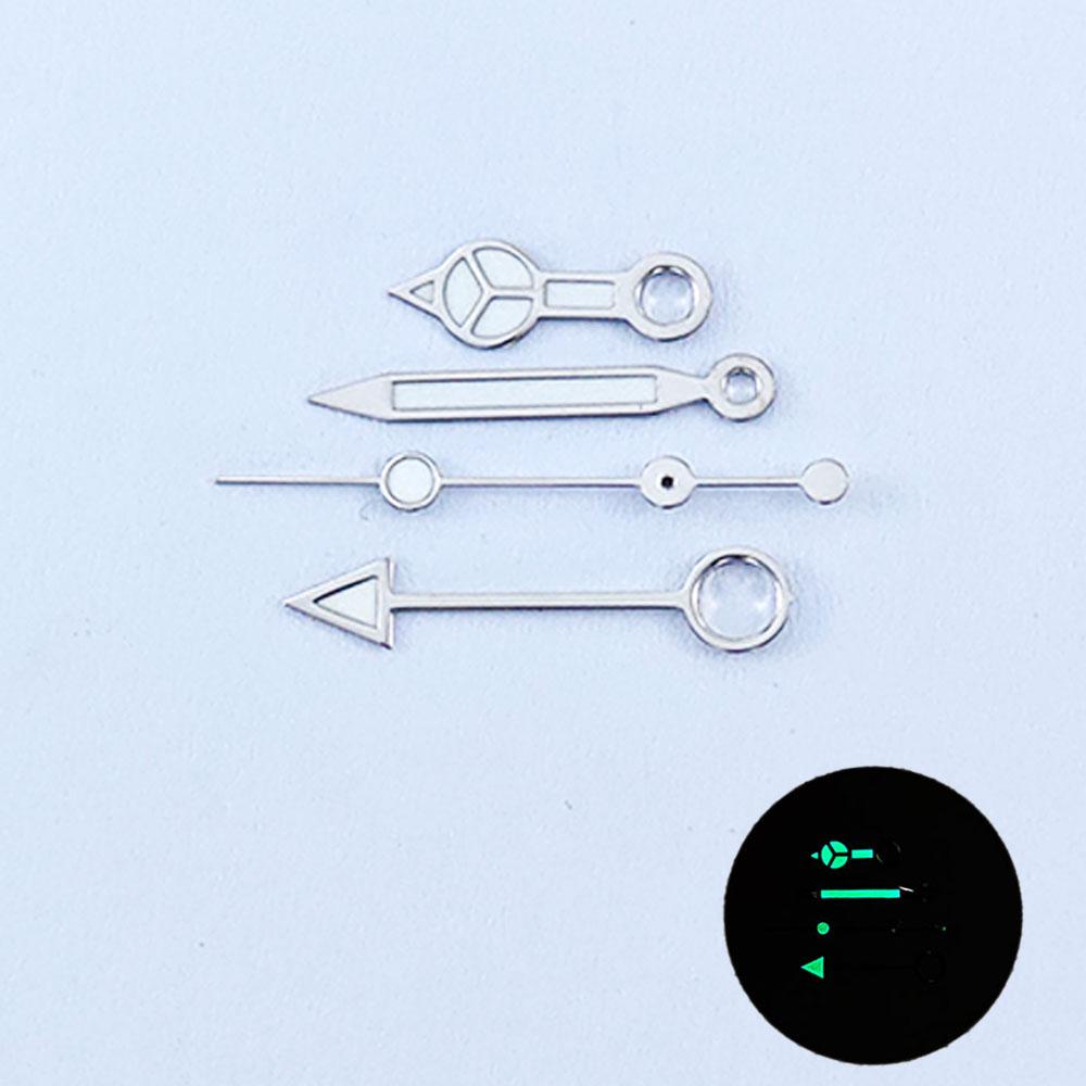 

GMT NH34 Watch Hands Silver 4Pins Fit NH34A Movement Blue Green Luminous Pointers Gmt-Needles Mod for Seiko Mod Parts
