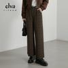 Women's Wool Blend Plaid Straight-Leg Trousers