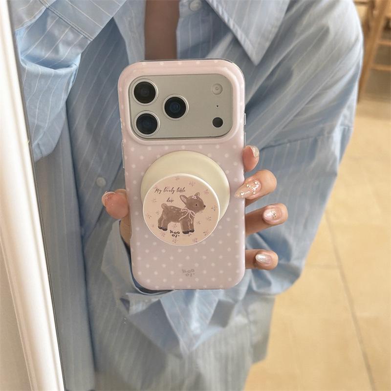 Light Purple Polka Dot Deer Magnetic iPhone Case Compatible with iPhone 17 Pro Max, 16, 15, 14 for Women