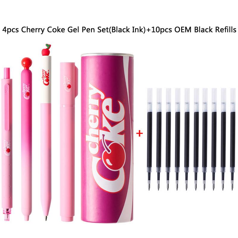 KACO x Cherry Coke Collab"Sakura Flavor"Gel Pen Set,Cute Soda Can Design,Smooth Quick-Dry Ink,Large Capacity,Perfect for School