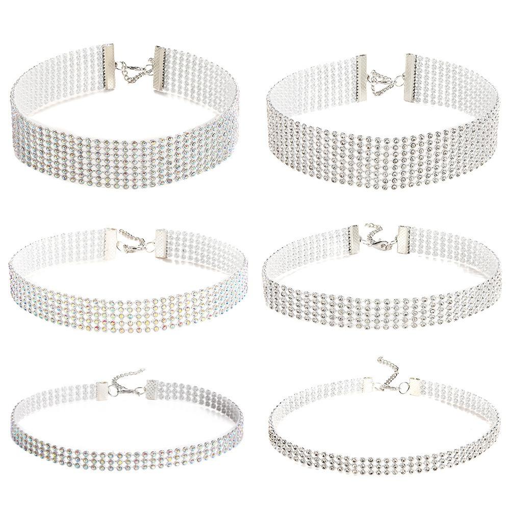 Sexy Shiny Nightclub Choker Necklace for Women Short Chain of Clavicle Multi-layer Full of Crystal Pendant Party Jewelry Gift
