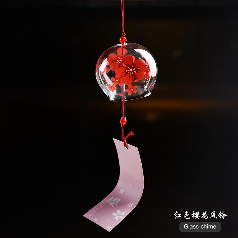Japanese Style Cute Wind Chime Handmade Glass Painted Hanging Ornament Creative Gift for Girls
