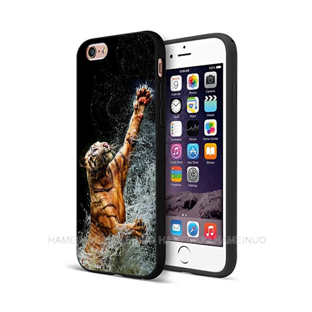 Black Tpu Case for Iphone 5 5s Se 6 6s 7 8 Plus X 10 Silicone Cover XR XS 11 12 Pro MAX Mini SE 2020 Lion Tiger Fashion Animal