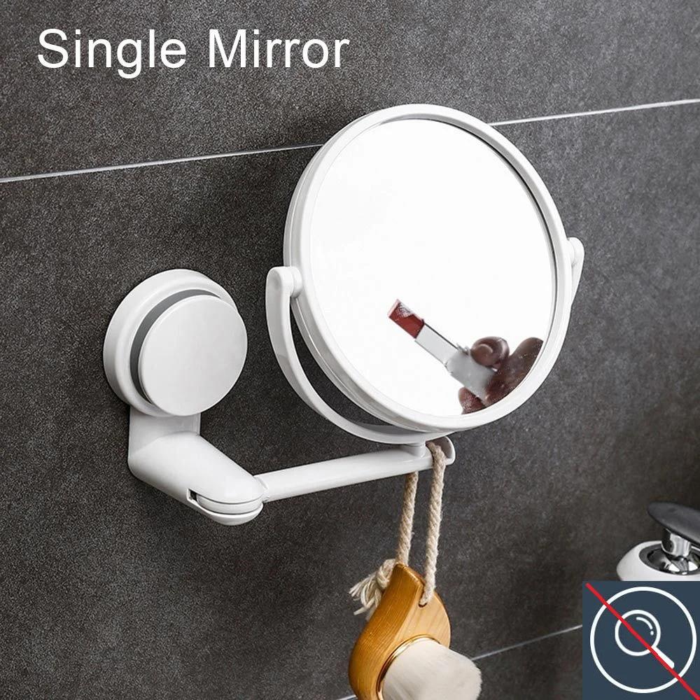 Plastic Self Adhesive Wall Hang Round Vacuum Suction Folding Makeup Supplies Vanity Mirror Shave Mirrors Bath Mirrors