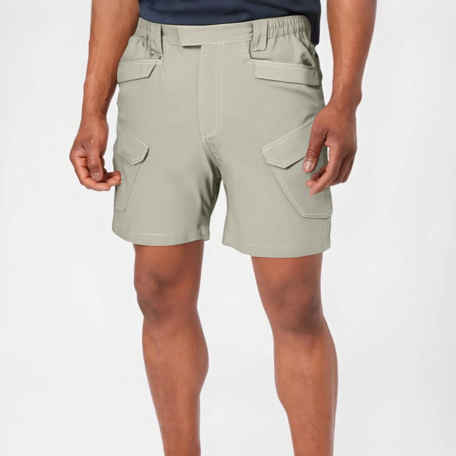 

Мужские быстросохнущие шорты до колена Мужские эластичные брюки Дышащие многокарманные брюки Тренировочные брюки XL хаки