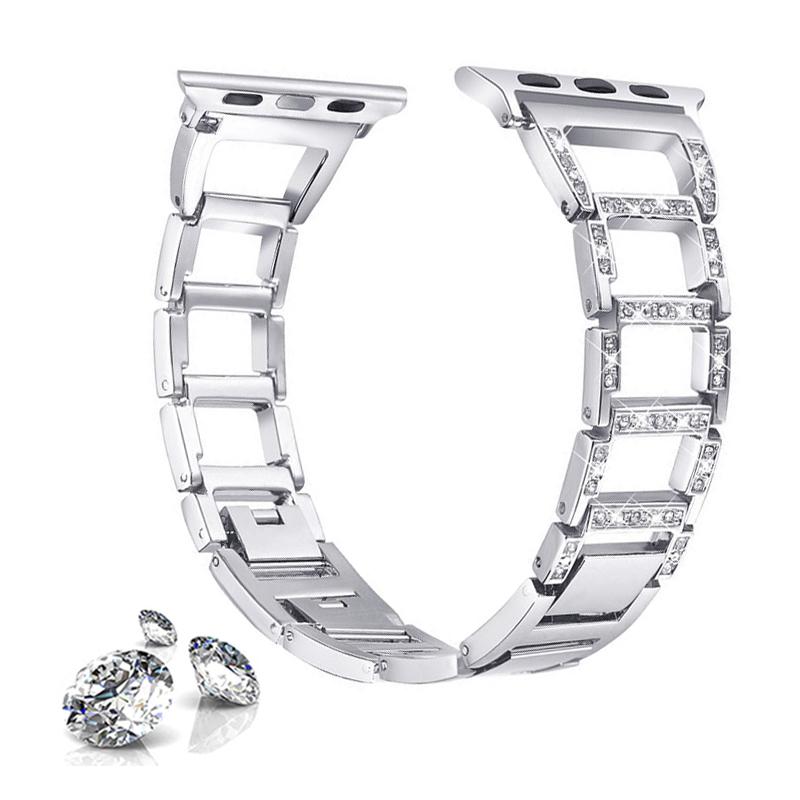 

D металлический ремешок для Apple Watch Band 7, 44 мм, 40 мм, 38, 42 мм, роскошный браслет с бриллиантами, стальная петля для iWatch серии 3, 4, 5, 6 se, 49 мм, 45 мм, 41 мм 45/44/42mm серебряный
