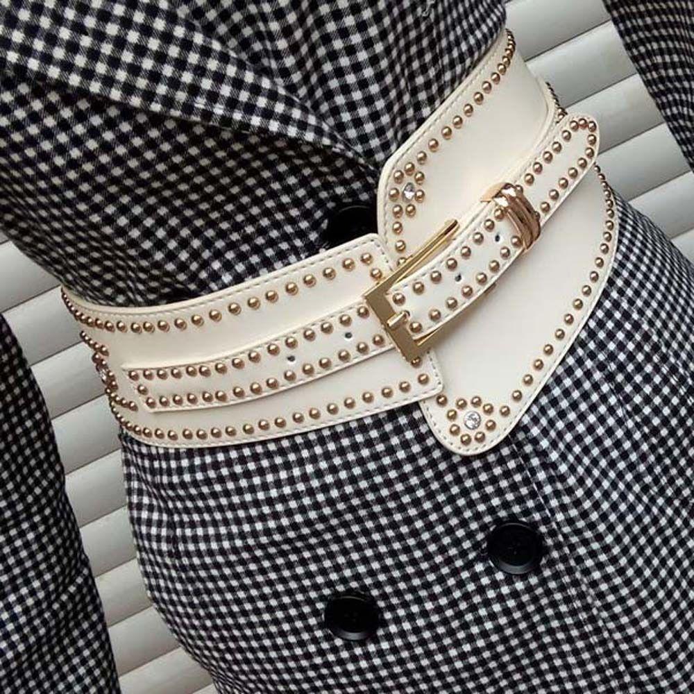 Personalized Design Rivet Wide Waistbands Adjustable Irregular Leather Belt Skirt Accessories