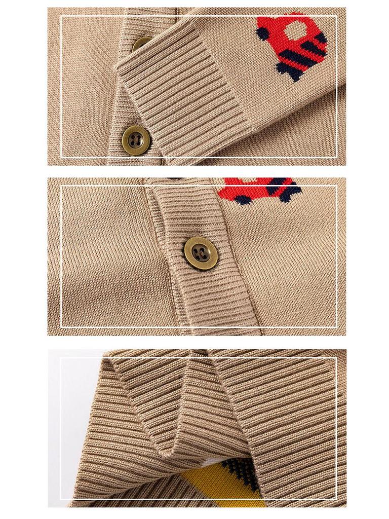New Spring-Fall Cartoon Car Boys' Knit Sweater Cardigan