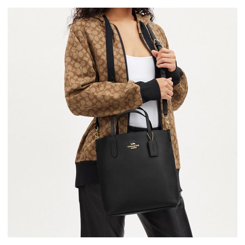 COACH Thea gold logo cow leather Tote bag Tote bag shopping bag shoulder crossbody handbag medium size women's black