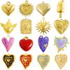 5pcs Oil Drop Heart Charm Wings Sun Retro Love Stainless Steel Pendants For Jewelry Making Supplies Mexico Style Enamel Pendant