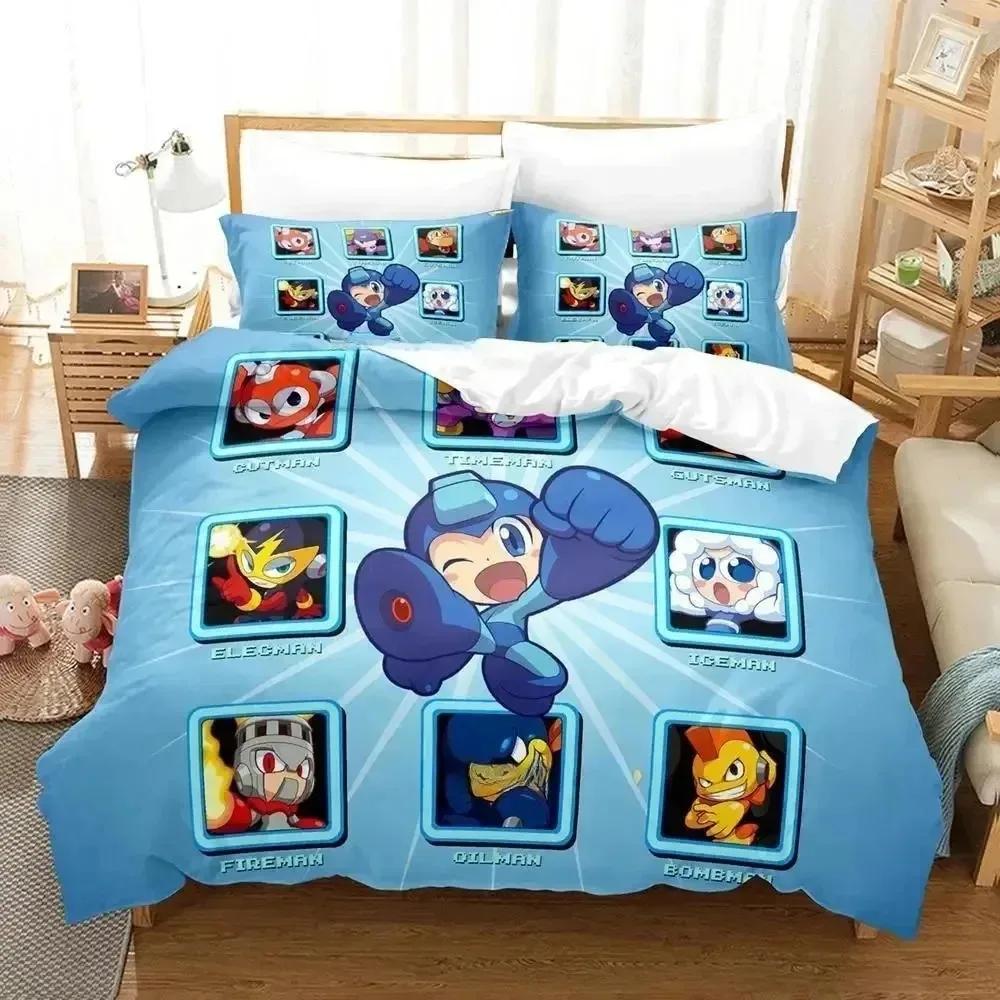 Mega Man X DiVE Bedding Set Single Twin Full Queen King Size Bed Set Adult Boys Bedroom Duvet Cover Sets 3D Anime Bed Sheet Set
