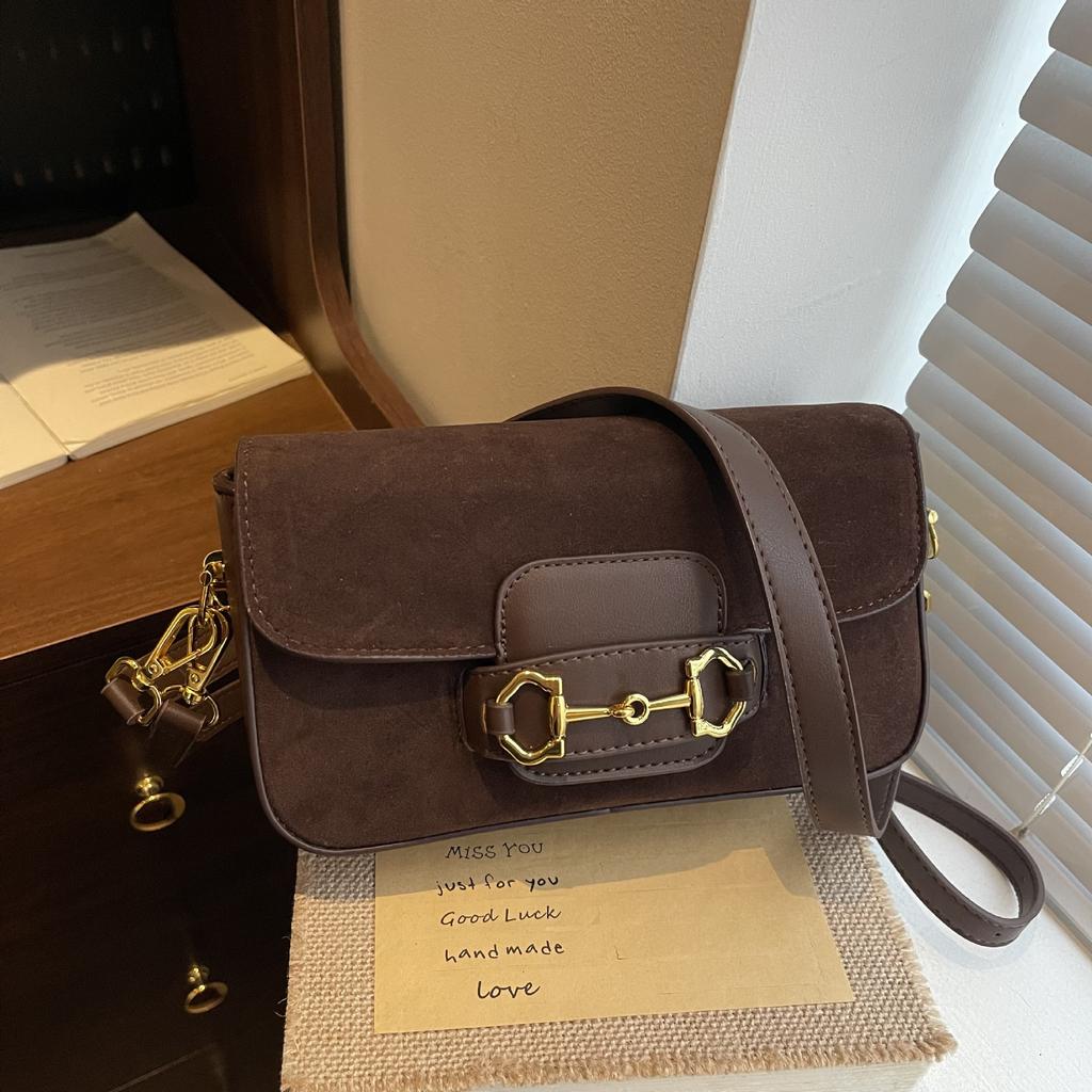 Premium Texture Retro Baguette Bag Women's New Foreign Style Oblique Span Bag Versatile Underarm Bag Fashionable Single Shoulder Square