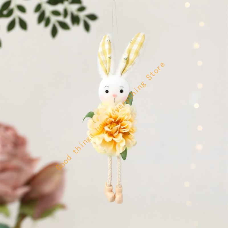 Easter Rabbit Hanging Ornament Bright Polyester Plastic Decors for Festival Indoor Outdoors Reusable 55KF