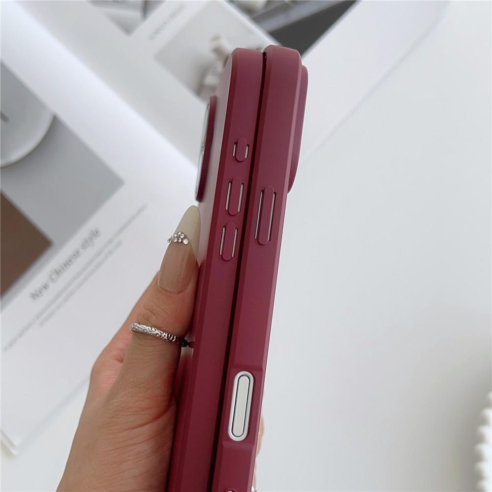 Vintage Wine Red Liquid Silicone Phone Case For iPhone 17 16 15 14 13 12 11 Pro Max 15 16 Plus Solid Color Soft Shockproof Cover