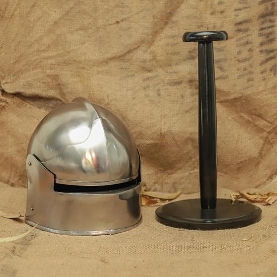 Medieval Knight Helmet Handmade Steel Armor Helmet Cosplay & LARP Gear with Wooden stand