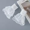 White Mesh Lace Fake Sleeved Cuffs for Womens Sweater Blouse Wrist Warmers Elastic Horn Cuff Decorative False Cuffs