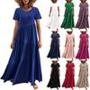 Loose Long Skirt, Short Sleeves, Round Neck Asymmetrical Rocking, Layered Beach Showing Thin Wind