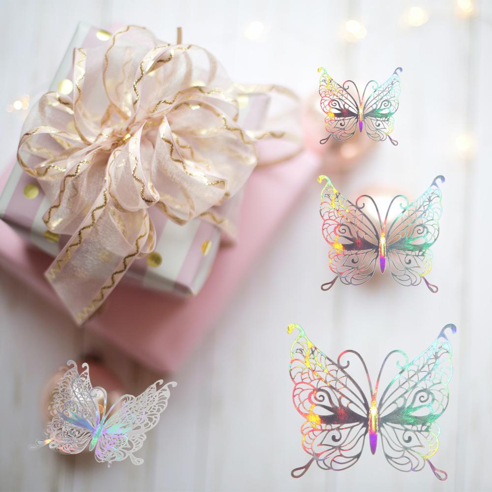 Decor Wedding Favor 3D Fantacy Butterfly Stickers Wall Art Hollow Butterflies Decals Mirage Color