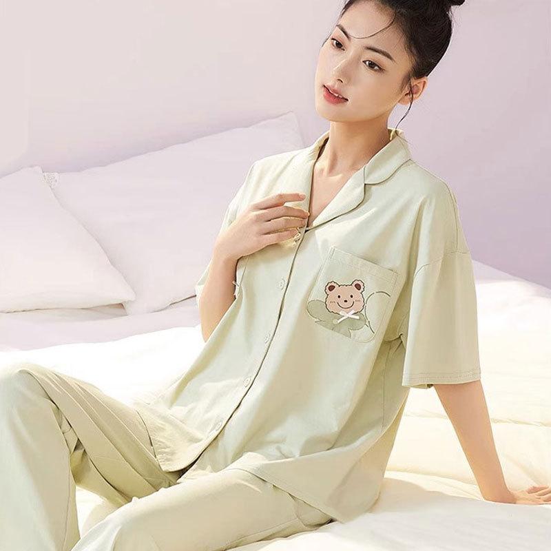 Cute Melody pajamas women's Japanese sweet cartoon style loungewear age-reducing girls cardigan short-sleeved set