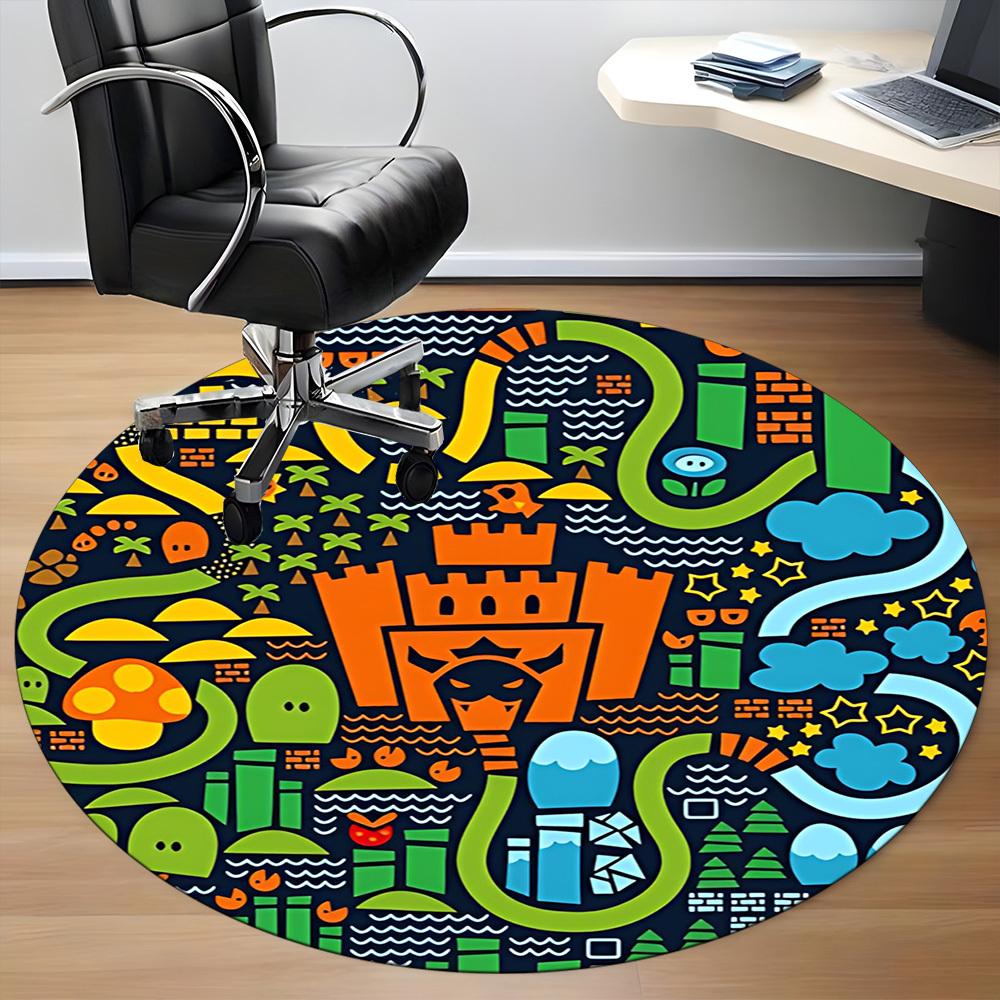 1 runder Teppich „Fantasy World“ für Büro und Wohnbereich, geeignet als Fußmatte für den Innenbereich, unter Bürostühlen, im Schlafzimmer, Wohnzimmer oder als Raumdekoration.