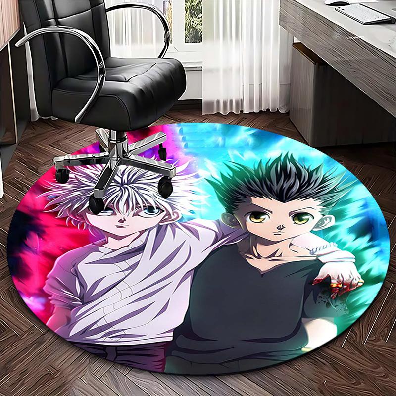 1pc Hunter X Hunter Killua & Gon Round Carpet - Anime Cartoon Design Office Chair Mat