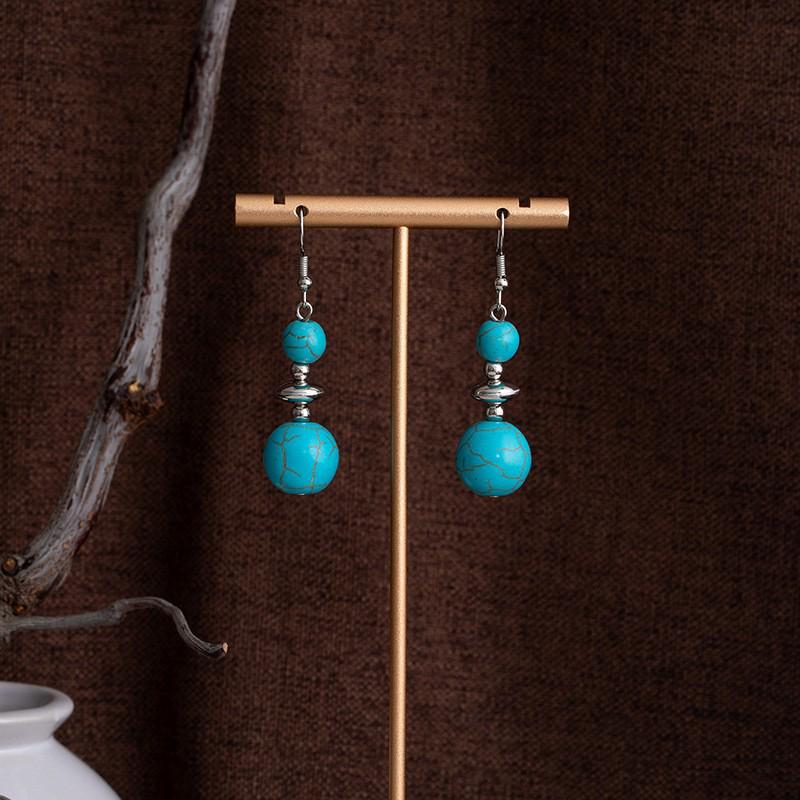 Tibetan Ethnic Bohemian Tassel Turquoise Earrings