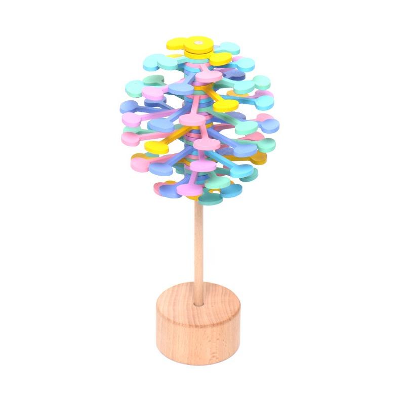 Wooden Fibonnaci Spiral Tree Decompression Toy For Children By Muzhixing Colorful Leaves And Macaron Round Pieces