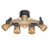 4 Way Hose Faucet Manifold Brass Connector Distributor for Garden Irrigation 34in  Thread
