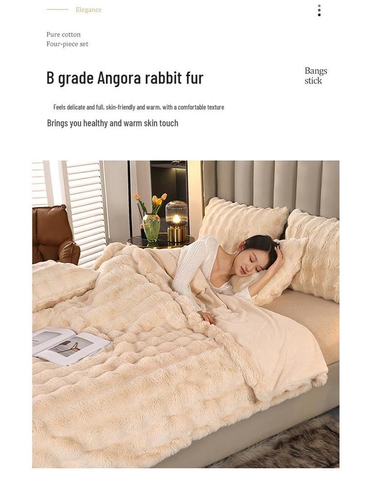 Elegant Toca Extra Thick Double Layer Faux Fur Sofa Nap Blanket