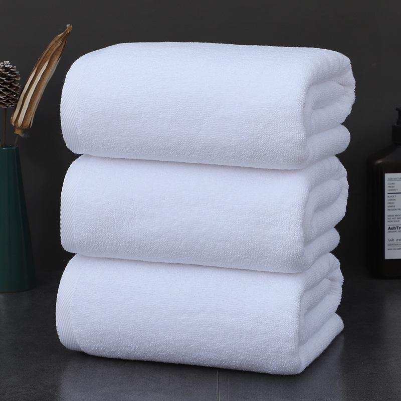 Enlarged Absorbent Pure Cotton White Bath Towel for Hotel & Spa