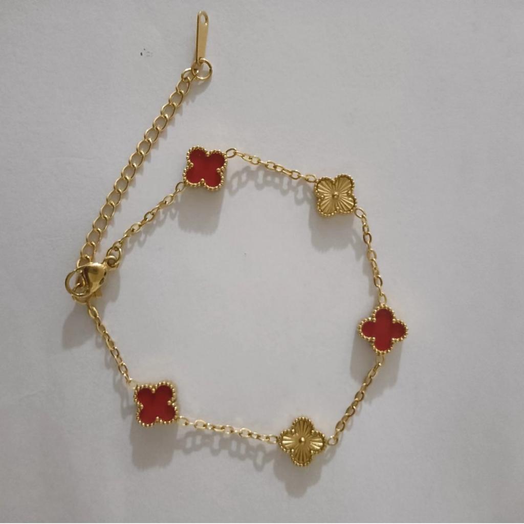 Fashion Lucky Four-Leaf Clover Bracelet Double-Sided Mother-of-Pearl Laser Flower 18K Versatile Women's Bracelet