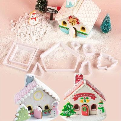 8 szt. plastikowych foremek do ciastek 3D świąteczny domek z piernika forma DIY foremka do ciastek ciasto stempel narzędzia do pieczenia akcesoria
