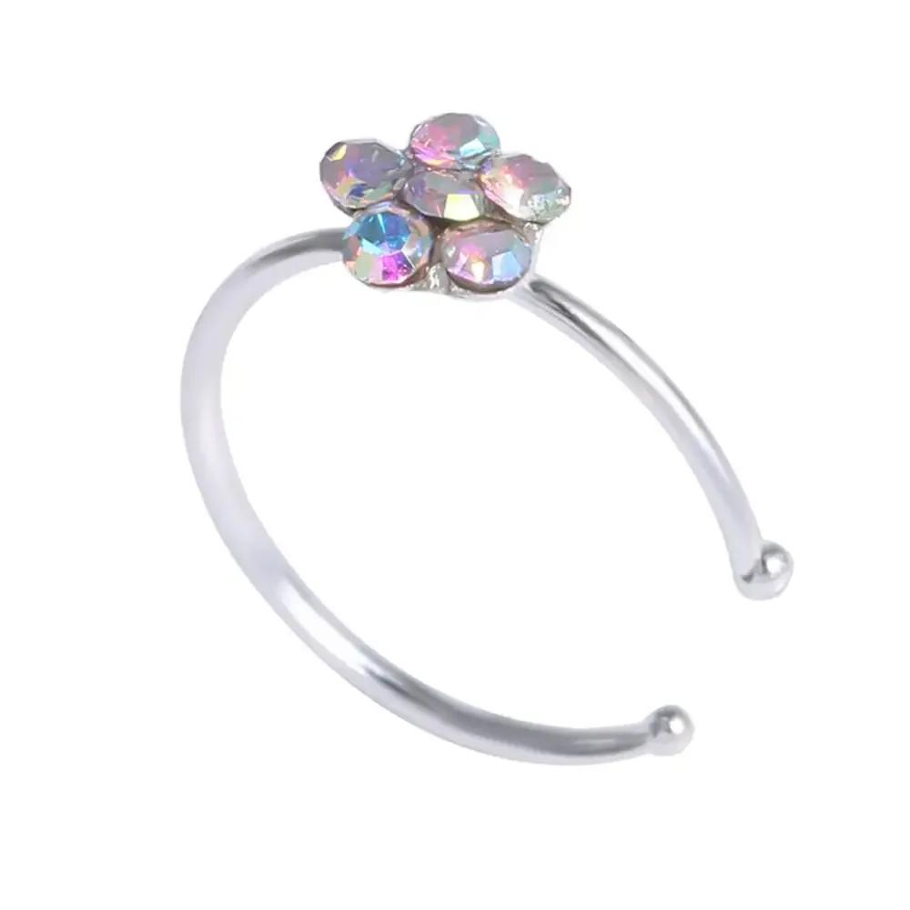 1pc Non Piercing Flower Clip Nose Ring Fake Hoop Earring Stainless Steel Ear Cuff Without Holes Body Jewelry