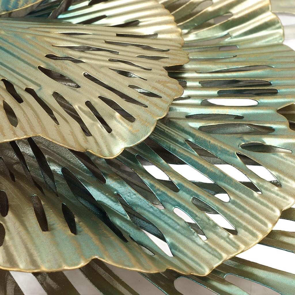 Metal Wall Decor Modern Stylish Triangular Ginkgo Flower Iron 3D Wall Sculpture for Living Room Bedroom Hall