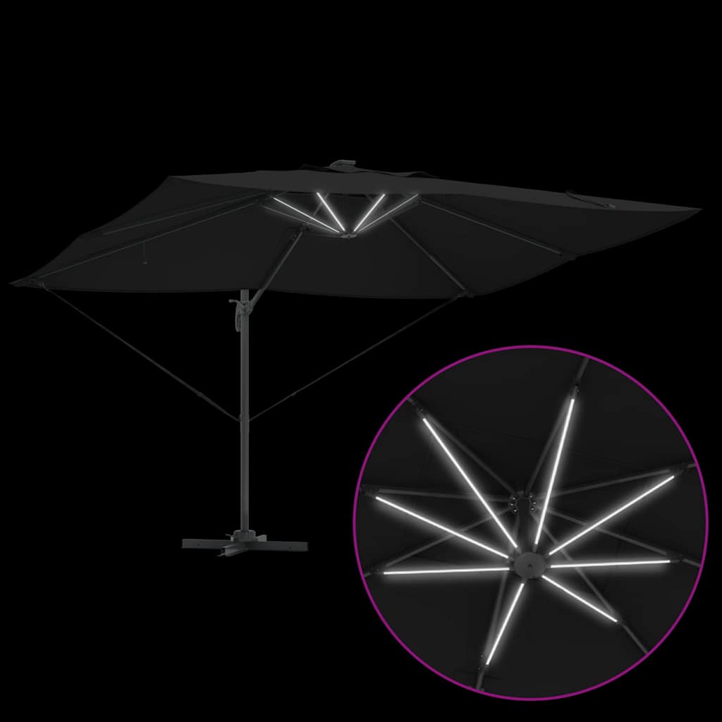 Cantilever Sun Umbrella Black 352 x 251 x 265 cm Polyester and Aluminum