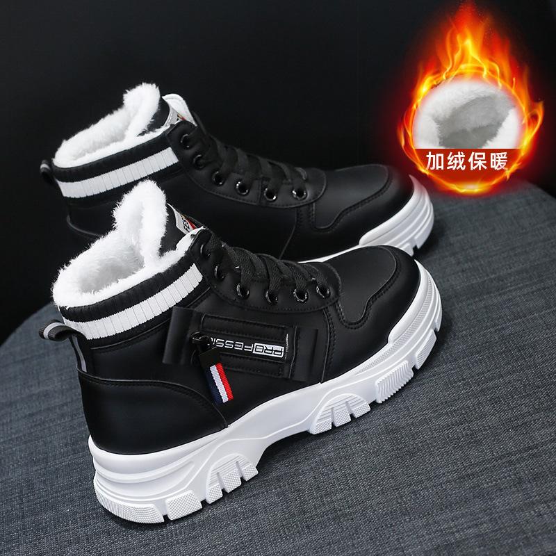 velvet cotton shoes winter 22 new high-top boots student cold-resistant warm Martin boots 35
